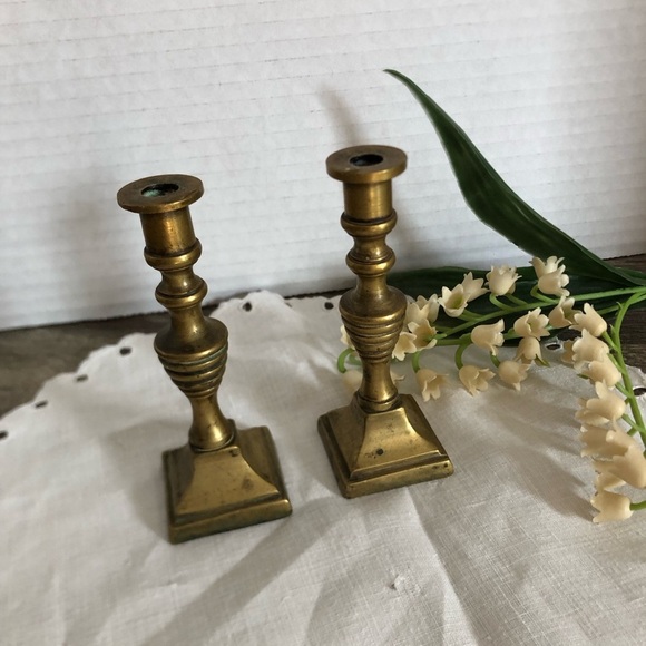 Vtg Miniature Brass Candle Holders - Picture 1 of 11